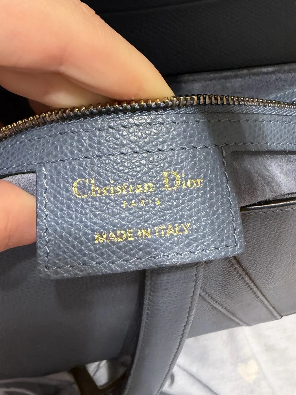 Dior Saddle Shoulder Bag in Slate Blue with Gold Hardware